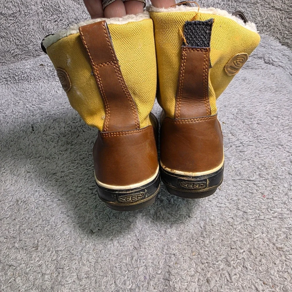 KEEN Elsa Winter Boots Brown Yellow Waterproof Insulated to -20 Women 7.5